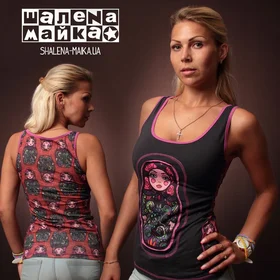 Футболки с полной запечаткой: Майка Женская матрешка